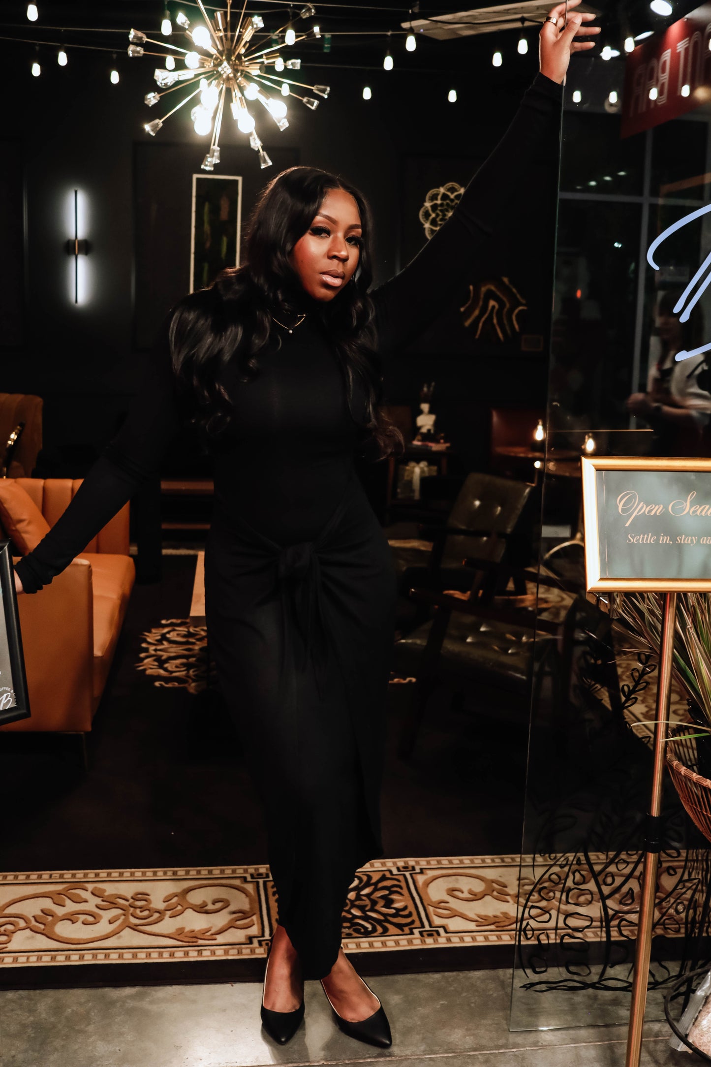 Ciara Maxi dress w/ wrap knot tie - Black