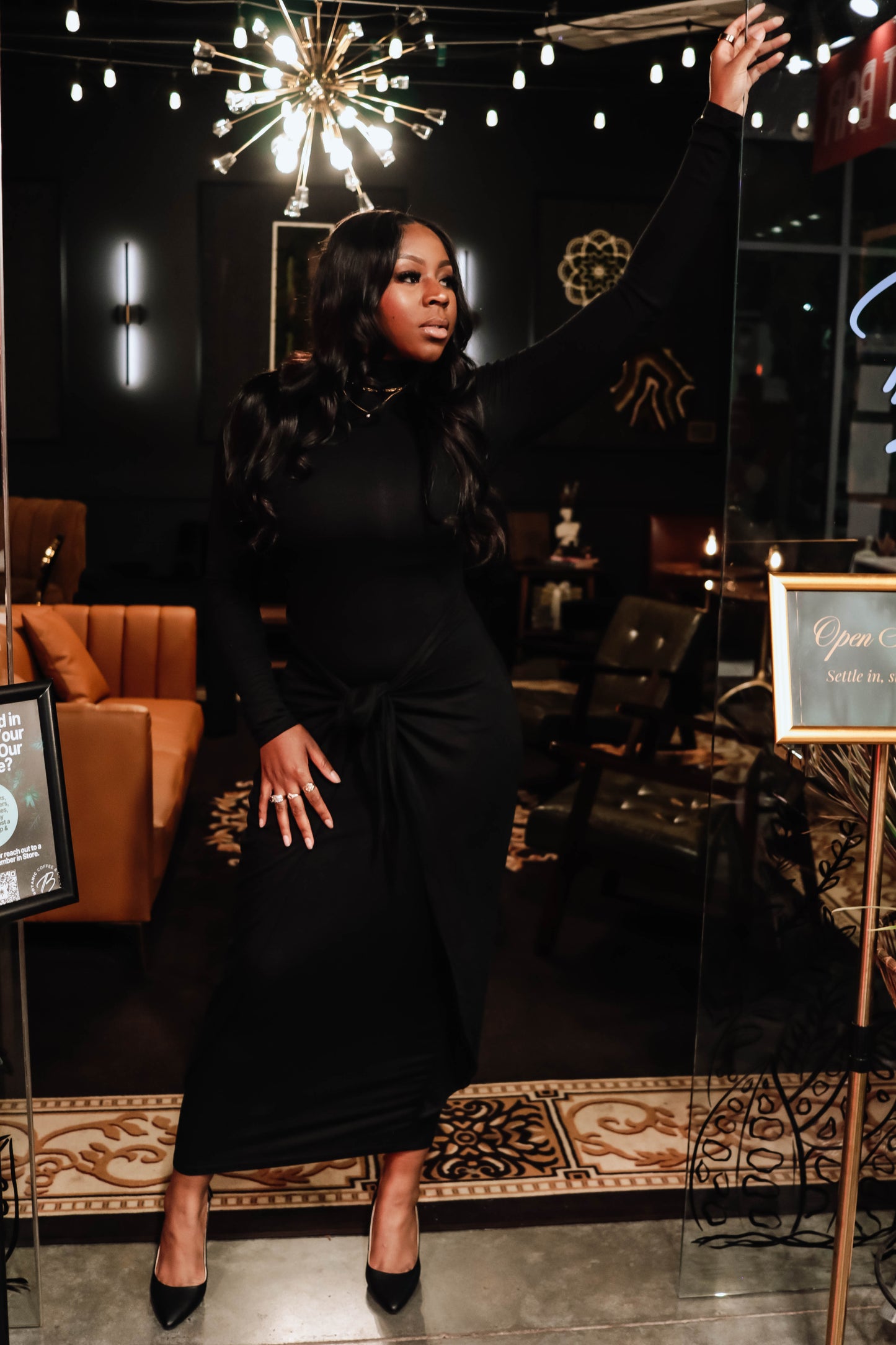 Ciara Maxi dress w/ wrap knot tie - Black