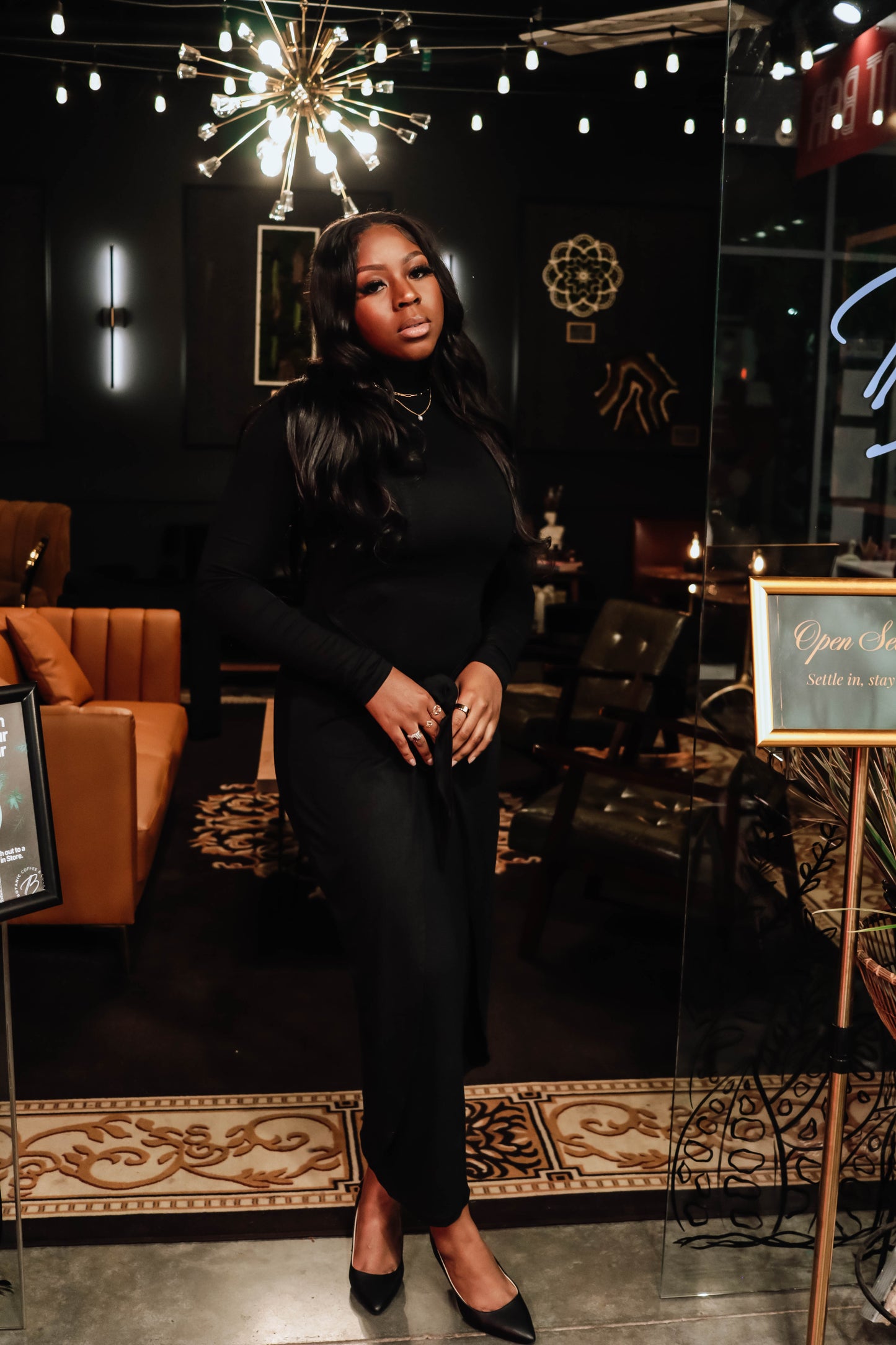 Ciara Maxi dress w/ wrap knot tie - Black