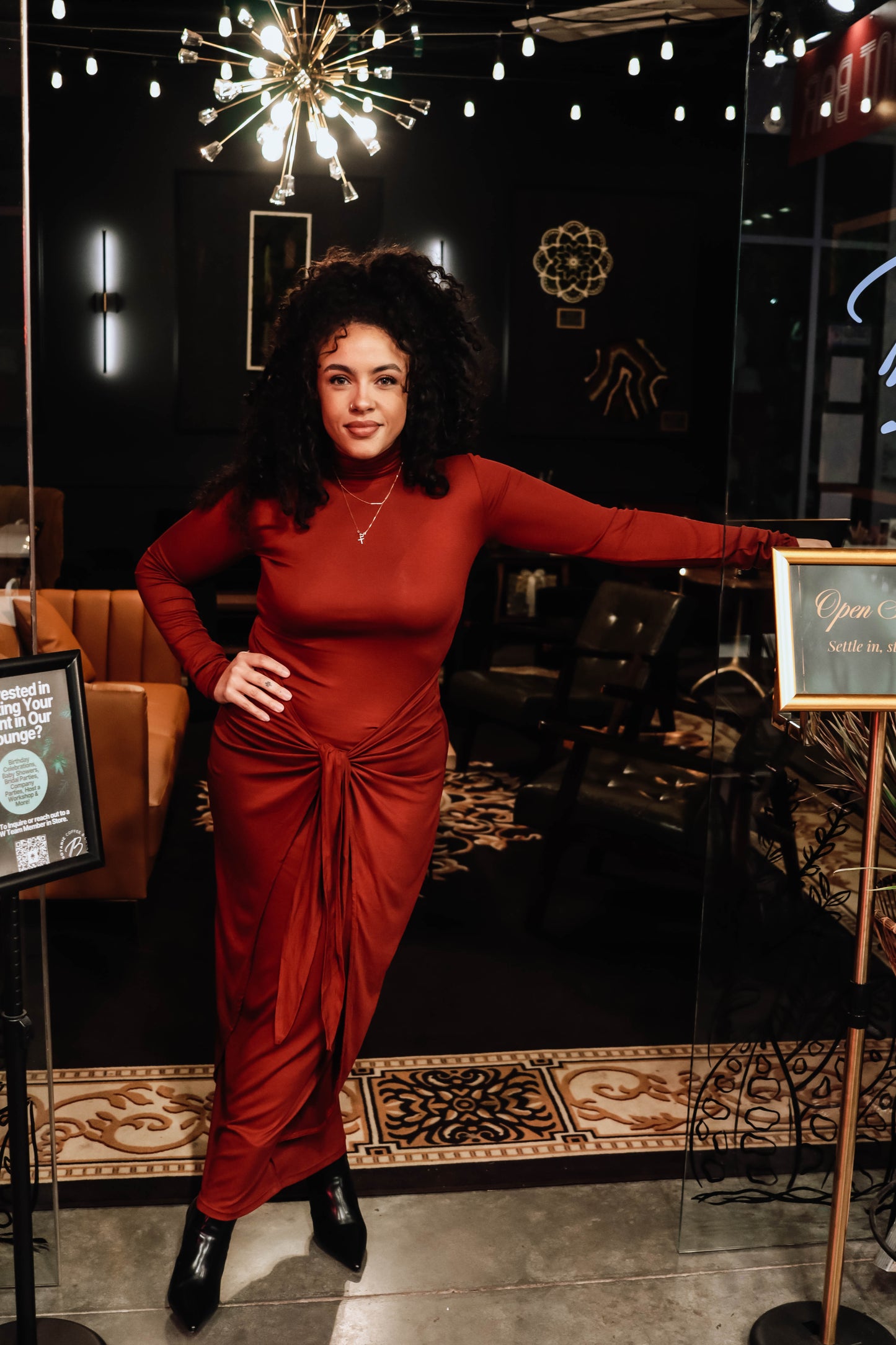 Ciara Maxi dress w/ wrap knot tie - Maroon