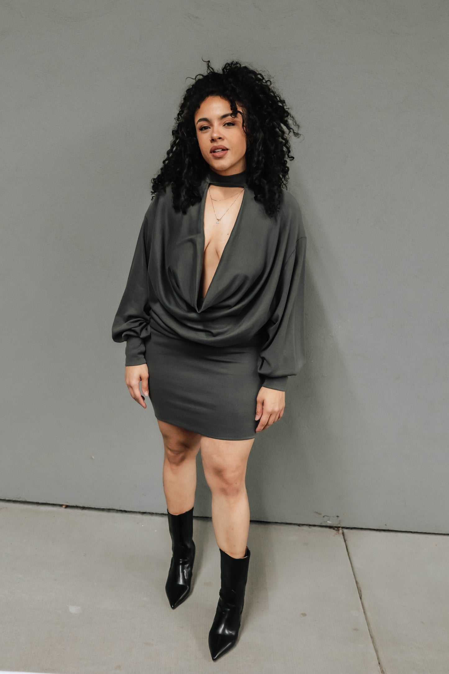 Angela mini dress - Charcoal