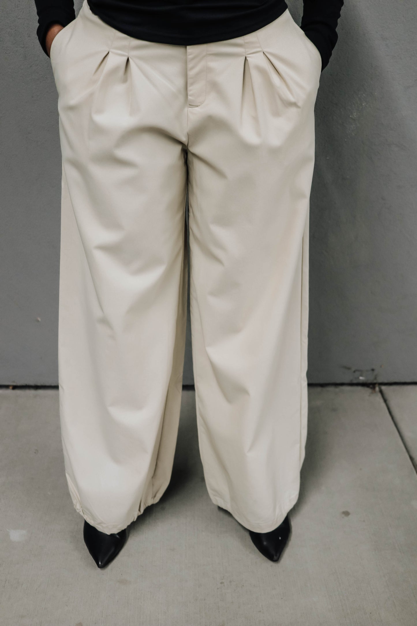 Olivia Stretch Wide-Leg Slacks - Bone