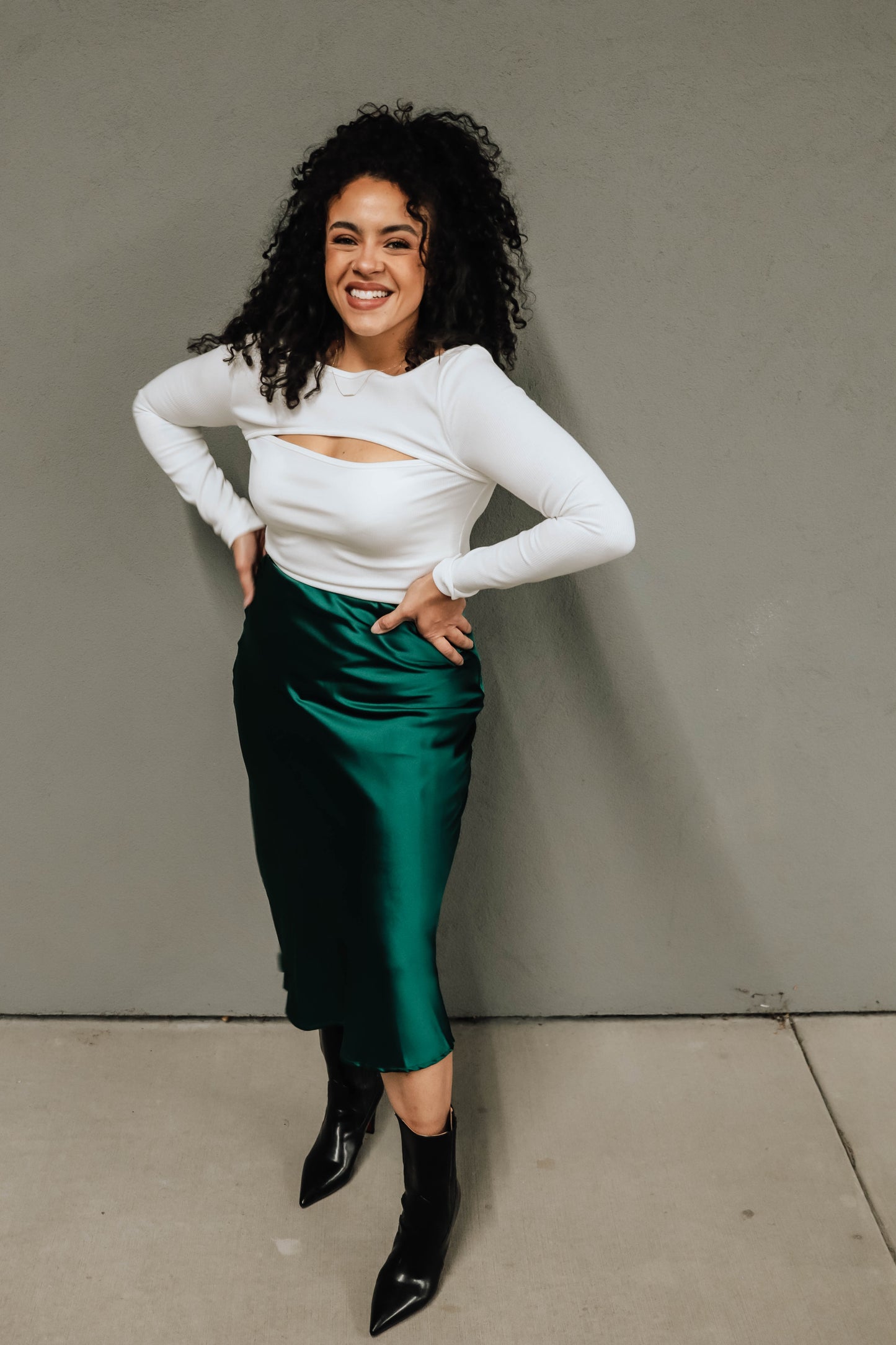 Amy Satin Skirt- Kelly Green