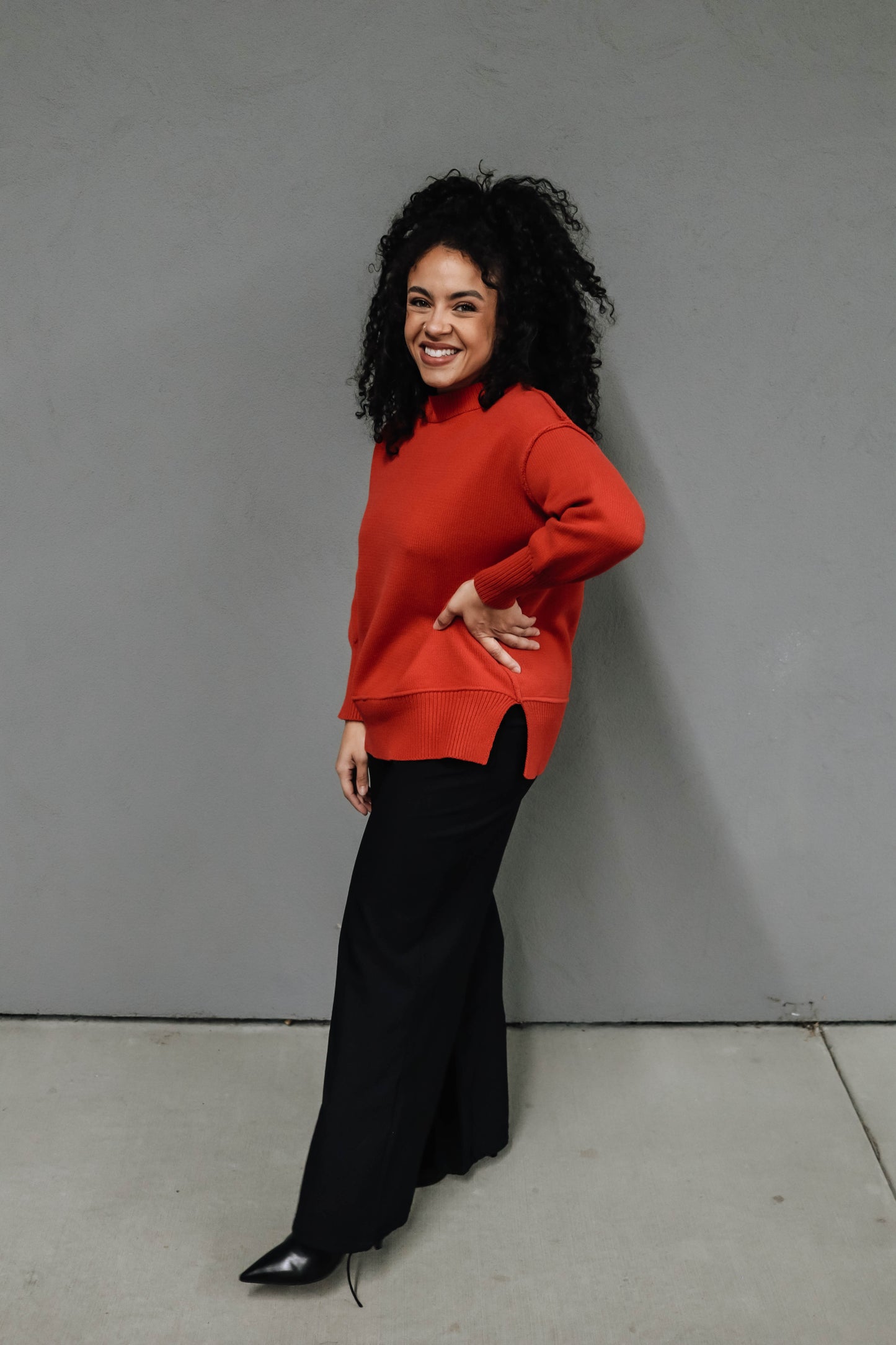 Olivia Stretch Wide-Leg Slacks - Black