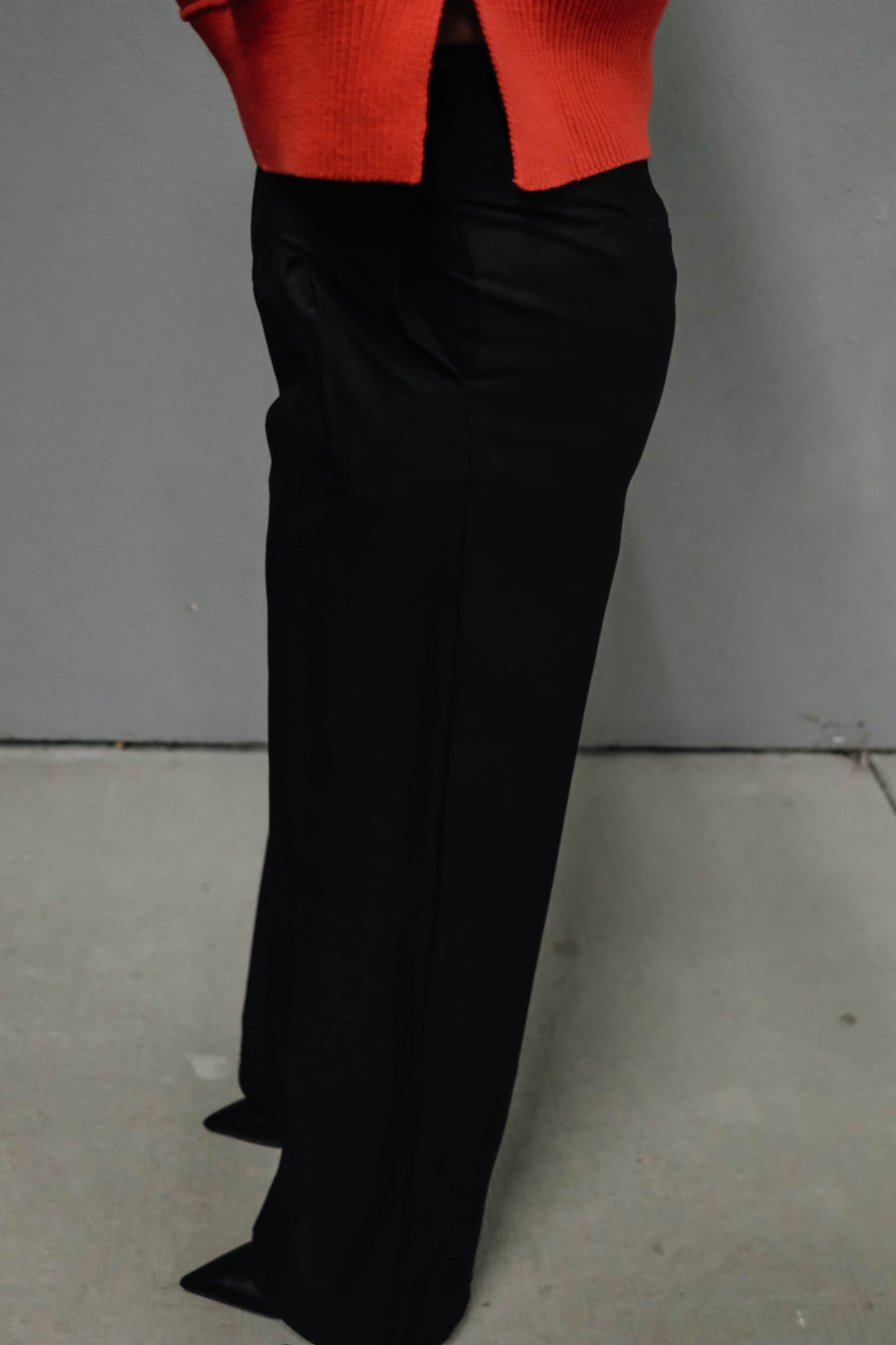 Olivia Stretch Wide-Leg Slacks - Black