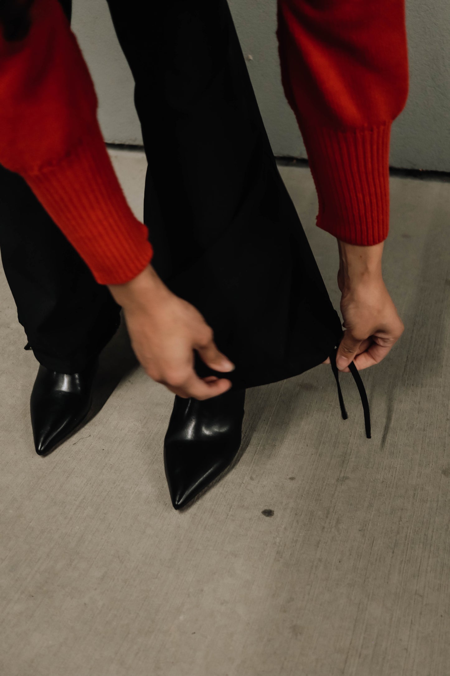 Olivia Stretch Wide-Leg Slacks - Black