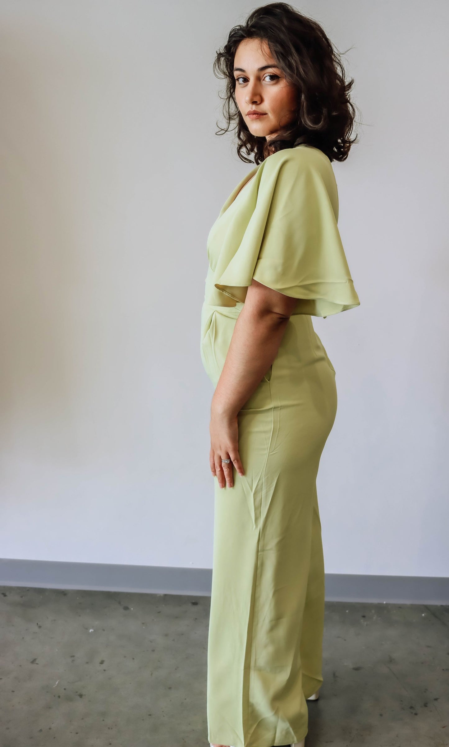 DEEP V NECK JUMPSUIT - Lemon