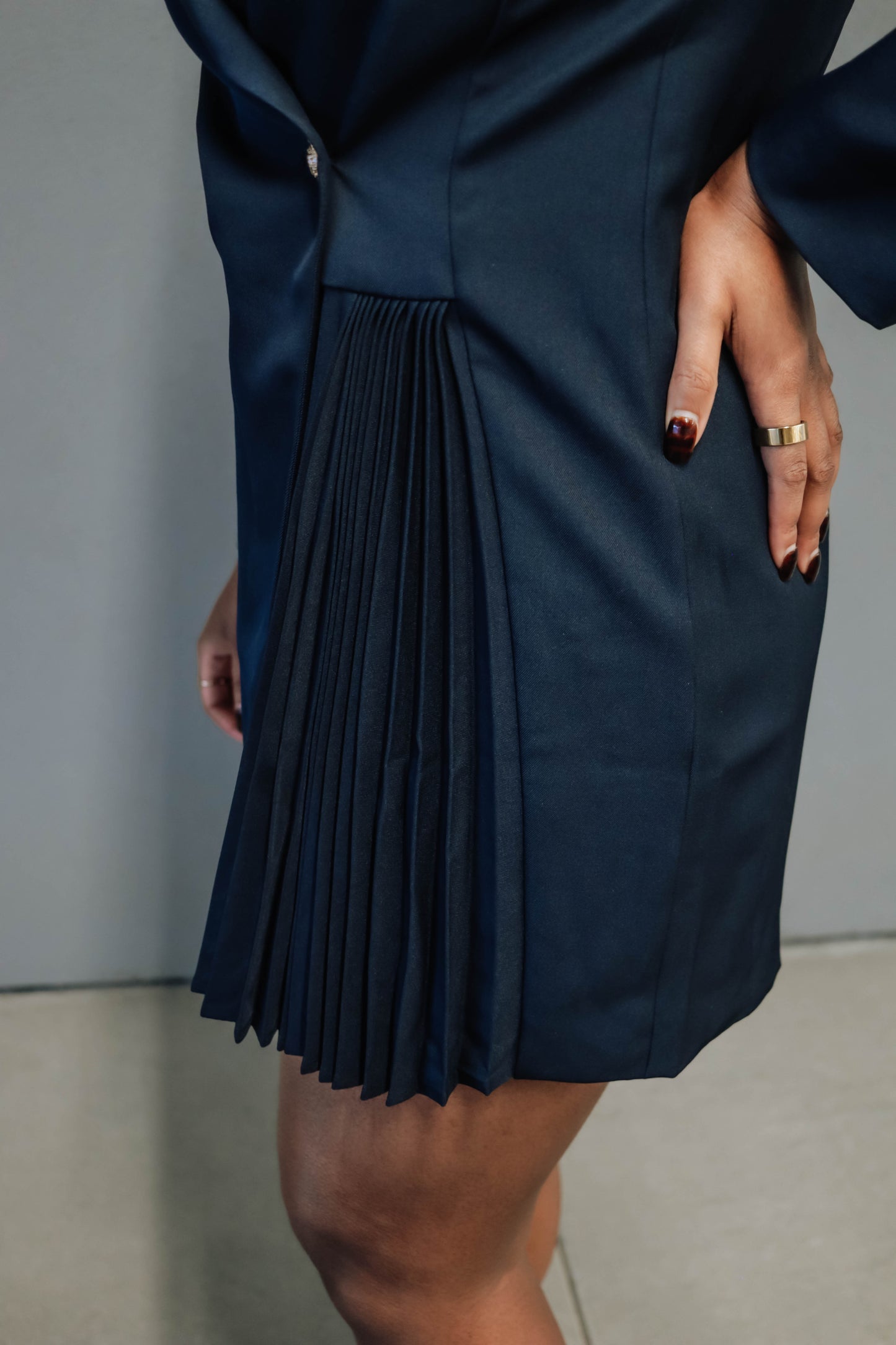 Jackie Blazer Pleated Dress - Dark Navy