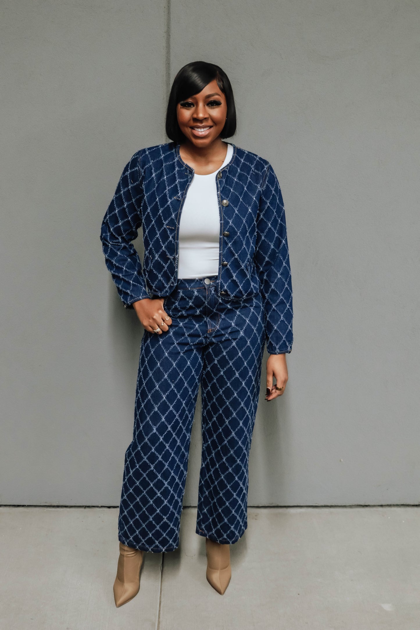 Diamond Stitched denim Jacket