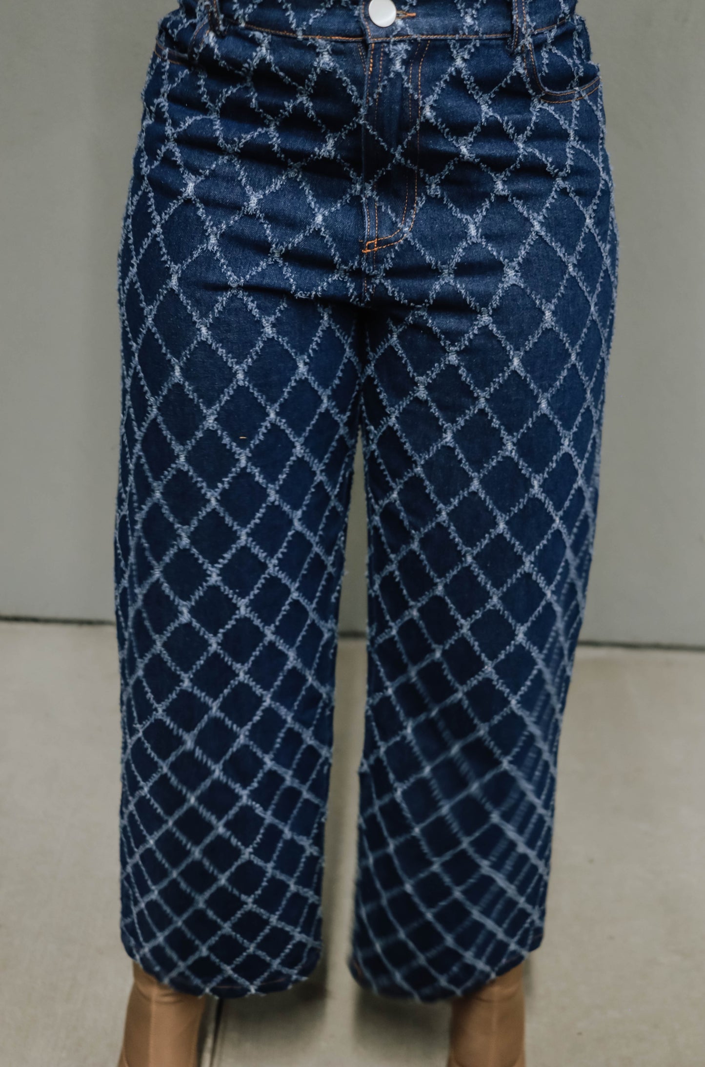 Diamond stitched denim Pants