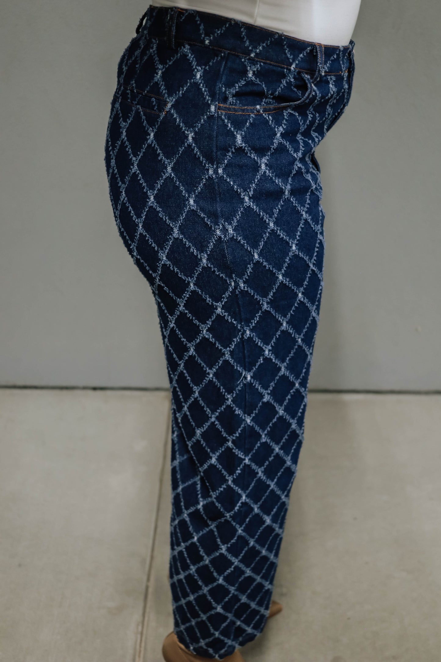 Diamond stitched denim Pants