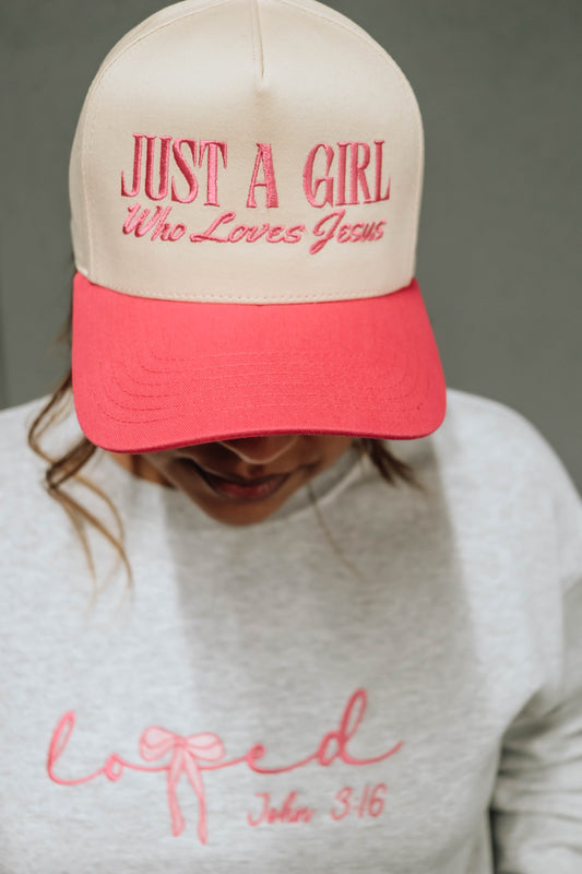 Just A Girl Who Loves Jesus Embroidery Trucker Hat