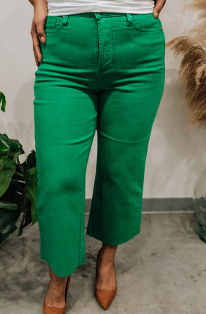 Goddess Crop Jean- Green