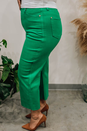 Goddess Crop Jean- Green