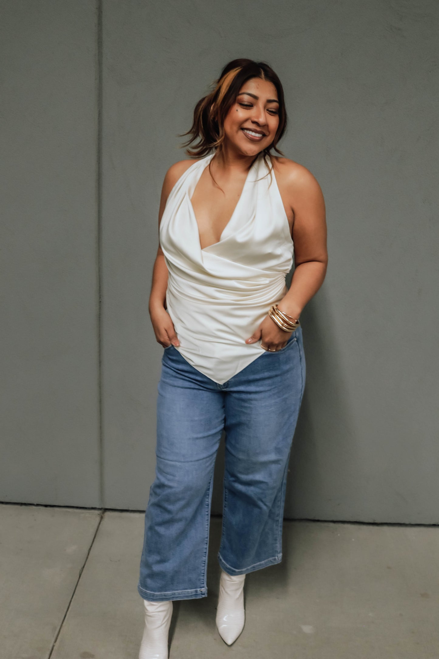 Emily Chic Halter Top - Ivory