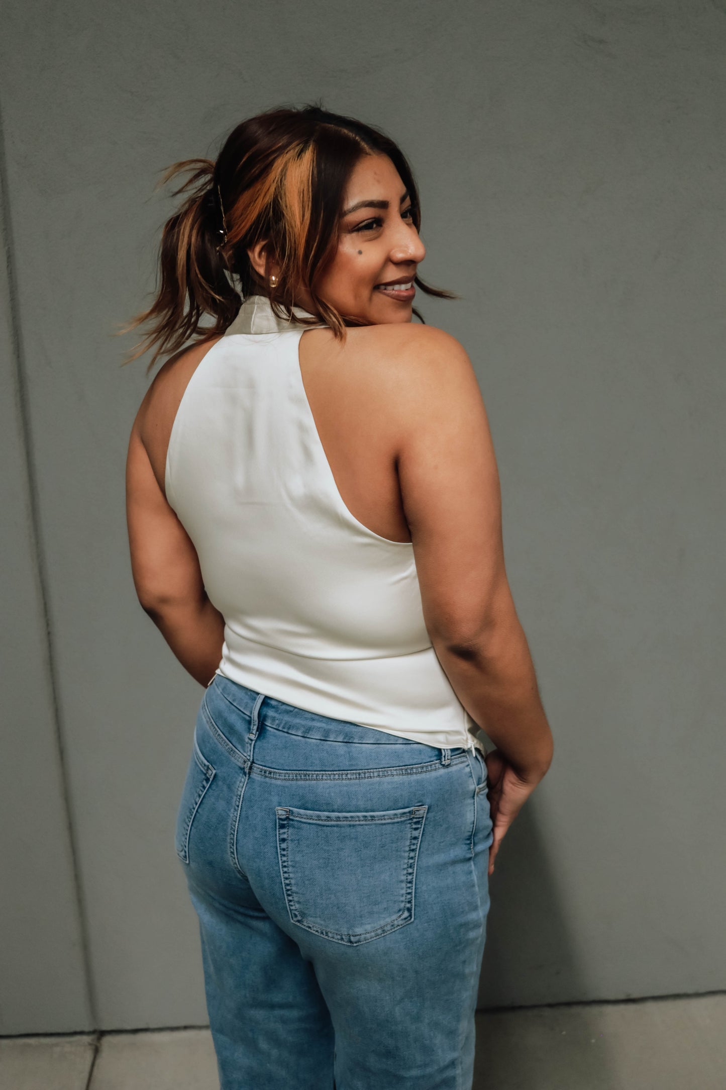 Emily Chic Halter Top - Ivory