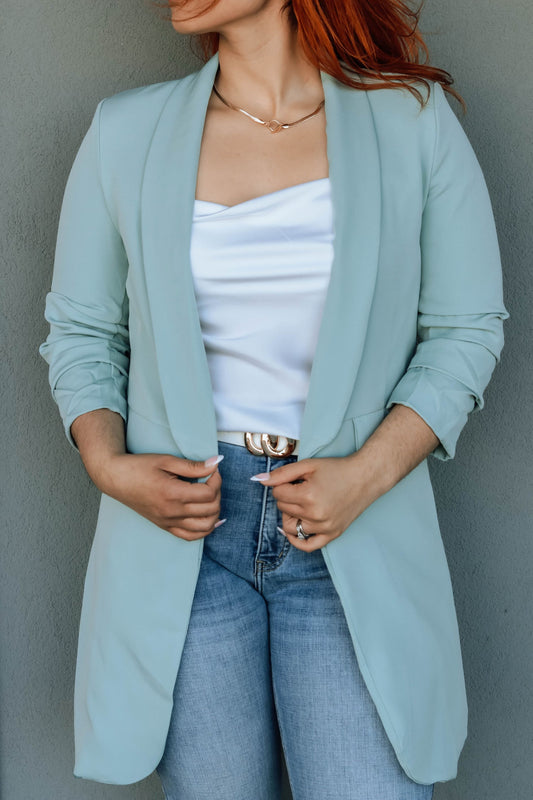 "Bri" Boyfriend Blazer- Mint Green