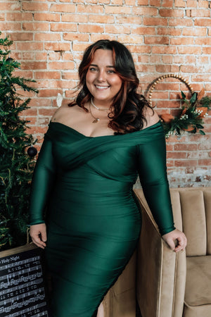 Natalie Midi Dress Curvy - Emerald Green