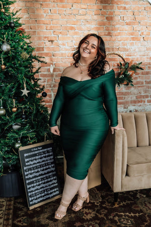 Natalie Midi Dress Curvy - Emerald Green