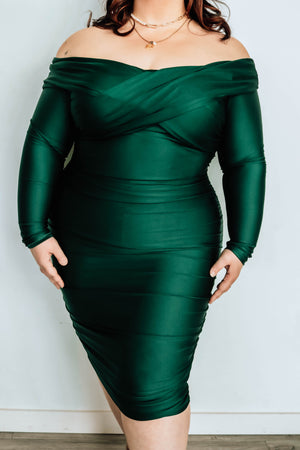 Natalie Midi Dress Curvy - Emerald Green