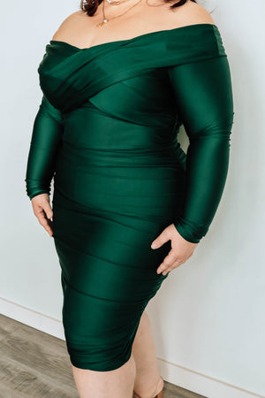 Natalie Midi Dress Curvy - Emerald Green