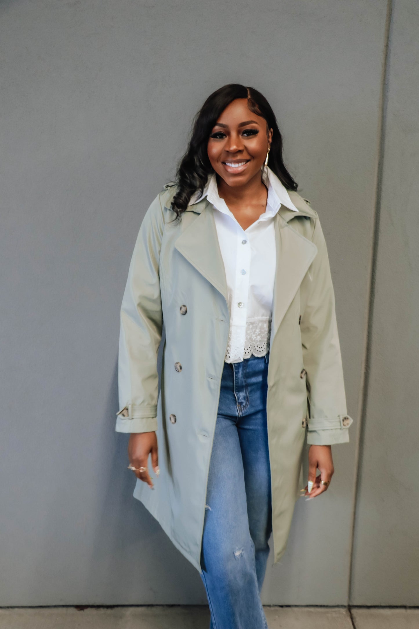 Trench Coat- Sage