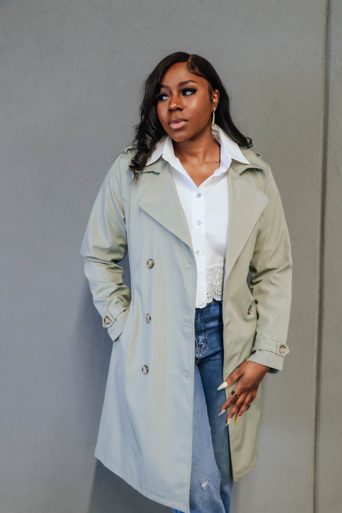 Trench Coat- Sage