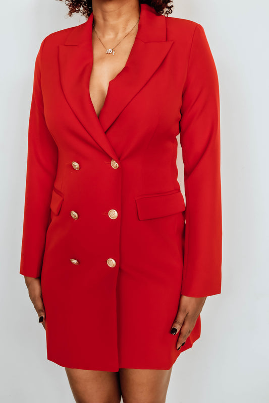 Classy Bae Blazer Dress w/ Gold Buttons