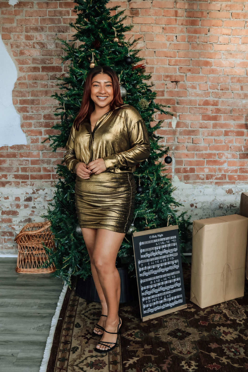 That Girl Dress- Metallic Gold/Black