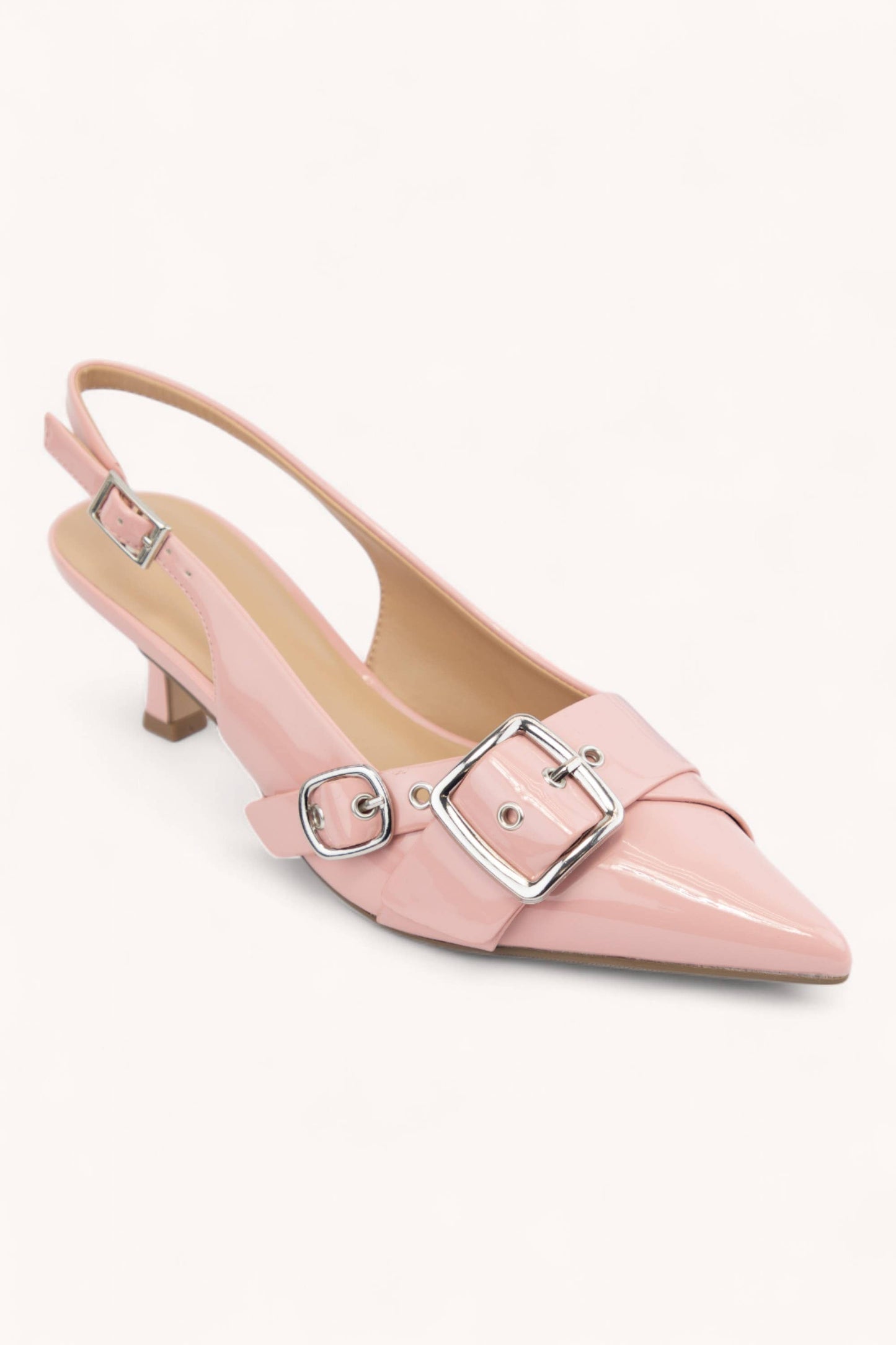 Lay Pointed Toe Slingback Kitten Heels - BLUSH