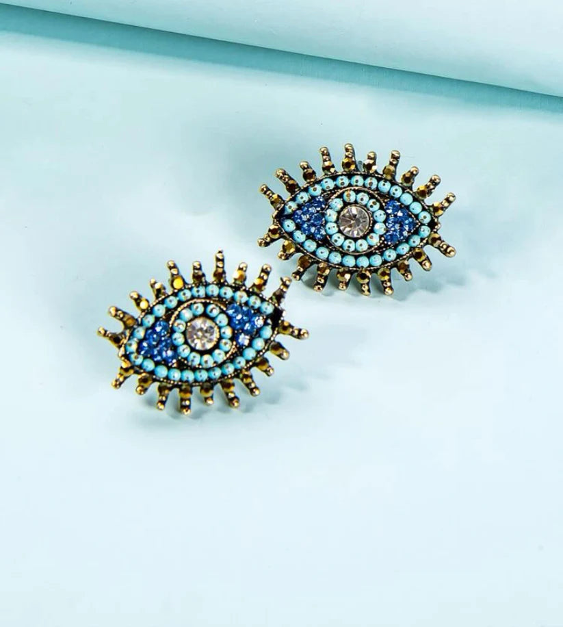 Studded Protection earrings -Blue