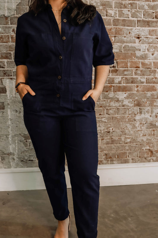 Jump Into It Jumpsuit - Indigo